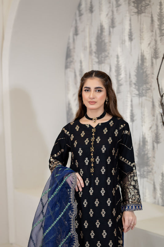 Oceanic Aura BLK- 3pc Chiffon