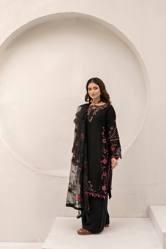 Midnight Muse - 3PCS Chiffon Kurta Set