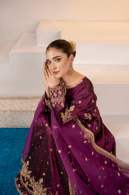 Magenta Muse - 3PCS Silk Pishwas