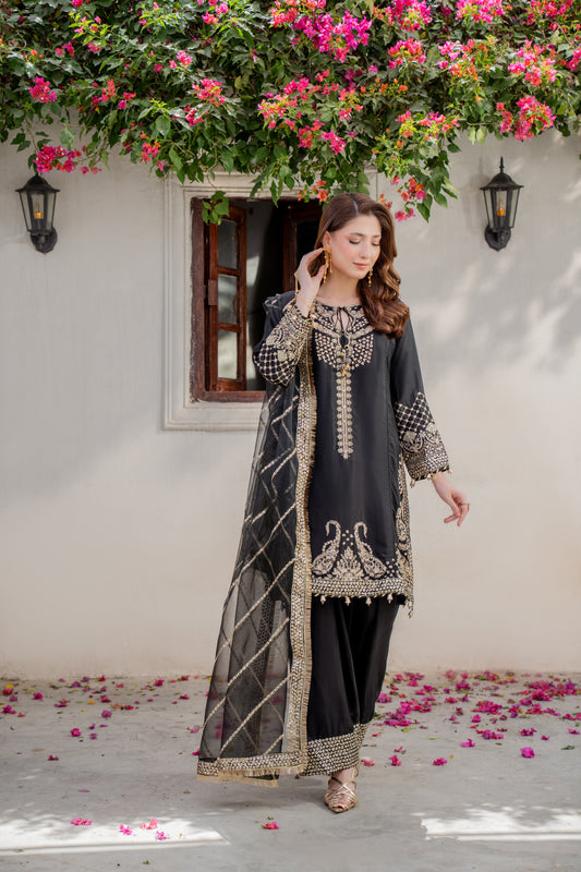 Anabia - 3pcs Chiffon Kurta set