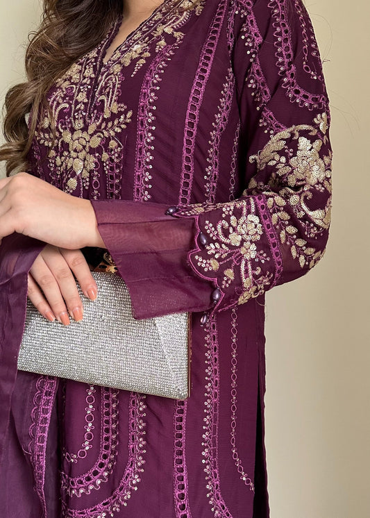 Plum Glamor | 3 Pieces Chiffon