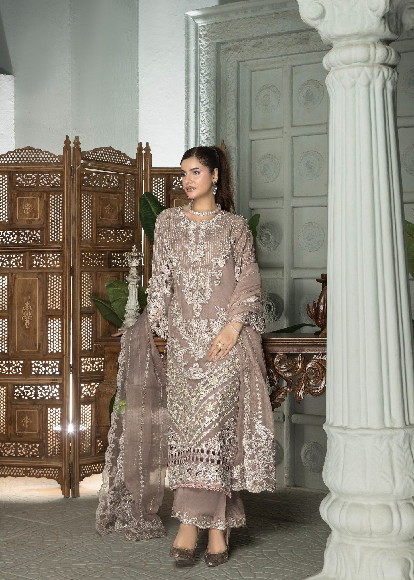 Mehru Mauve | 3pcs Organza
