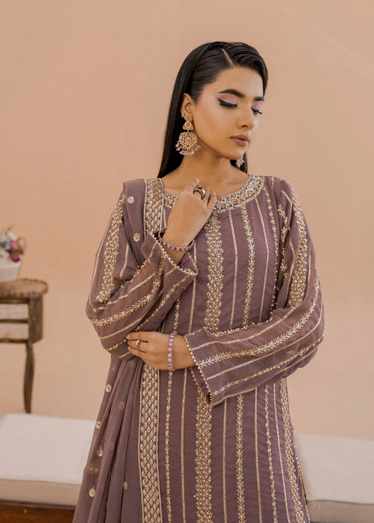 Hania Mauve | 3pcs Sharara Set
