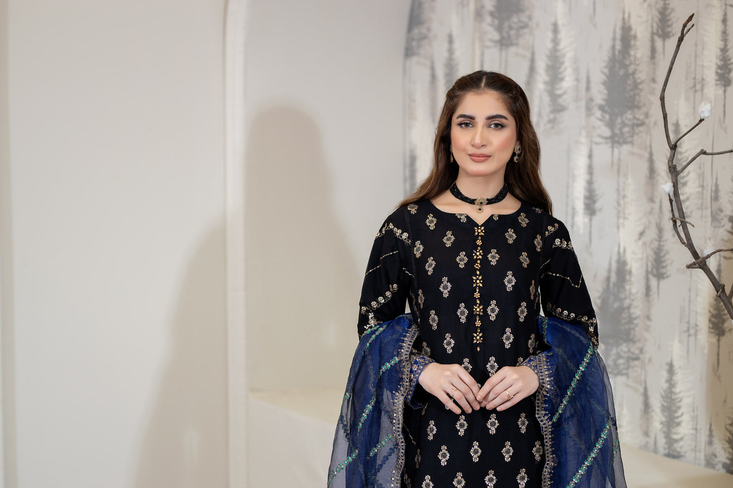 Oceanic Aura BLK- 3pc Chiffon