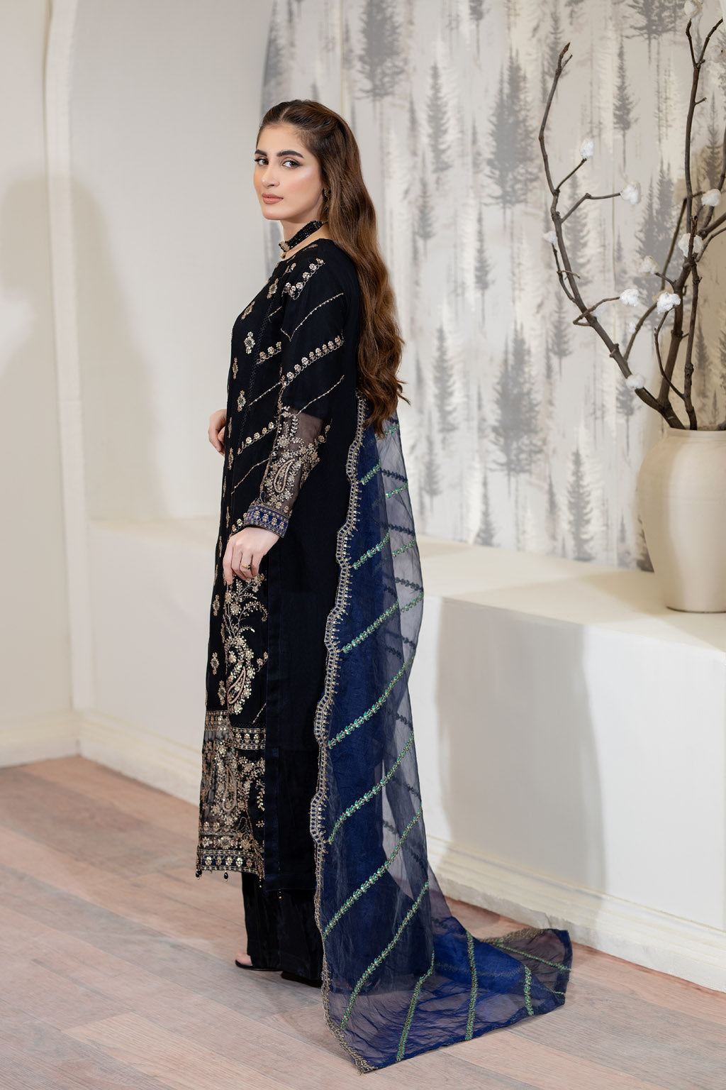 Oceanic Aura BLK- 3pc Chiffon