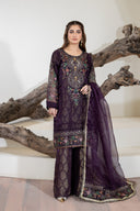 Plum Aura - 3 Piece Organza
