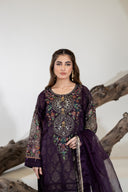 Plum Aura - 3 Piece Organza