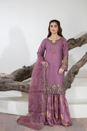 Ethereal Charm 2.0 Pink - 3 Piece Chiffon Gharara