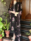 Zaib Black- 3pc Chiffon