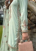 Mint Farshi Affair - 3pcs Silk Kurta Set