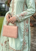 Mint Farshi Affair - 3pcs Silk Kurta Set