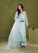 Ethereal Ice Blue – Luxury Embroidered 3-Piece Suit