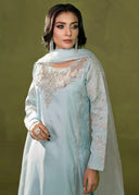 Ethereal Ice Blue – Luxury Embroidered 3-Piece Suit
