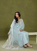 Ethereal Ice Blue – Luxury Embroidered 3-Piece Suit