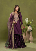 Regal Plum – Embroidered 3-Piece Festive Suit