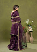 Regal Plum – Embroidered 3-Piece Festive Suit