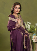 Regal Plum – Embroidered 3-Piece Festive Suit