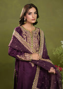 Regal Plum – Embroidered 3-Piece Festive Suit
