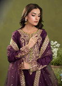 Regal Plum – Embroidered 3-Piece Festive Suit