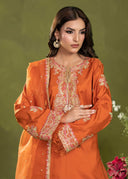Burnt Orange – Luxury Embroidered 3-Piece Gharara Suit