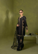 Midnight Black – Luxury Embroidered 3-Piece Suit