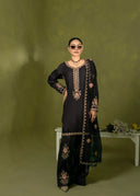 Midnight Black – Luxury Embroidered 3-Piece Suit