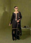 Midnight Black – Luxury Embroidered 3-Piece Suit