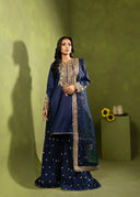 Royal Navy – Luxury Embroidered 3-Piece Gharara Suit