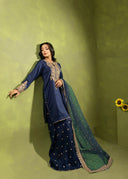 Royal Navy – Luxury Embroidered 3-Piece Gharara Suit