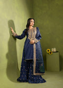 Royal Navy – Luxury Embroidered 3-Piece Gharara Suit