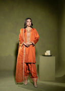 Burnt Orange – Embroidered 3-Piece Festive Suit