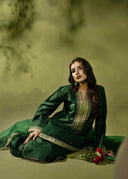 Emerald Green – Embroidered 3-Piece Festive Suit