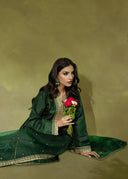 Emerald Green – Embroidered 3-Piece Festive Suit