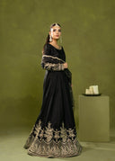 Midnight Black – Heavy Embroidered 3-Piece Festive Suit
