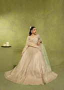 Champagne Beige – Embroidered 3-Piece Festive Suit