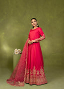 Crimson Pink – Embroidered 3-Piece Festive Suit