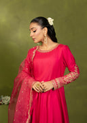 Crimson Pink – Embroidered 3-Piece Festive Suit