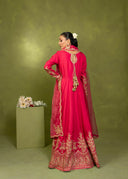 Crimson Pink – Embroidered 3-Piece Festive Suit