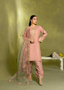 Dusty Rose – Embroidered 3-Piece Festive Suit