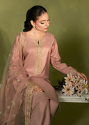 Dusty Rose – Embroidered 3-Piece Festive Suit