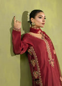 Deep Maroon – Embroidered 3-Piece Festive Suit