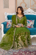 Lustrous Legacy Green - 3 Piece Chiffon & Organza