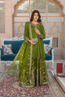 Lustrous Legacy Green - 3 Piece Chiffon & Organza