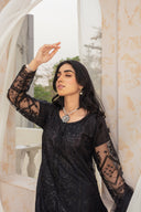 Black Beauty - 3 Piece Embroidered Net