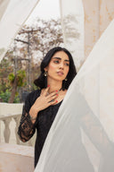 Black Beauty - 3 Piece Embroidered Net
