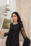 Black Beauty - 3 Piece Embroidered Net