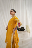 Gulnar Mustard - 3 Piece Chiffon Sharara Set