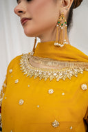 Gulnar Mustard - 3 Piece Chiffon Sharara Set