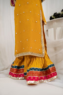 Gulnar Mustard - 3 Piece Chiffon Sharara Set
