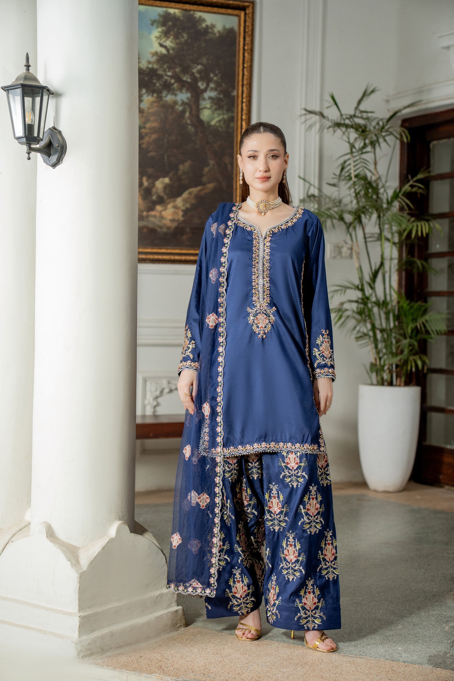 Blue Farshi Affair - 3pcs Silk Kurta Set